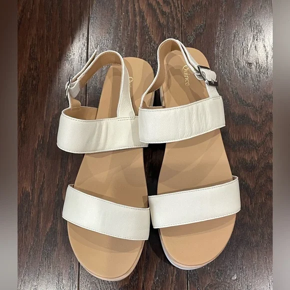 Quince Women Italian Leather Platform Sandal Bone Shoes 9 NEW - Picture 2 of 9